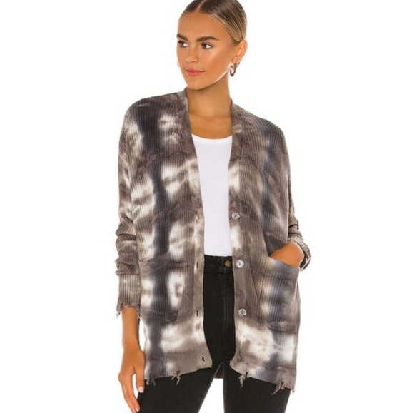 Young Fabulous & Broke Sweaters - NWT Young Fabulous & Broke Sweater Womens Med Indie Cardigan in Blue Camo Wash